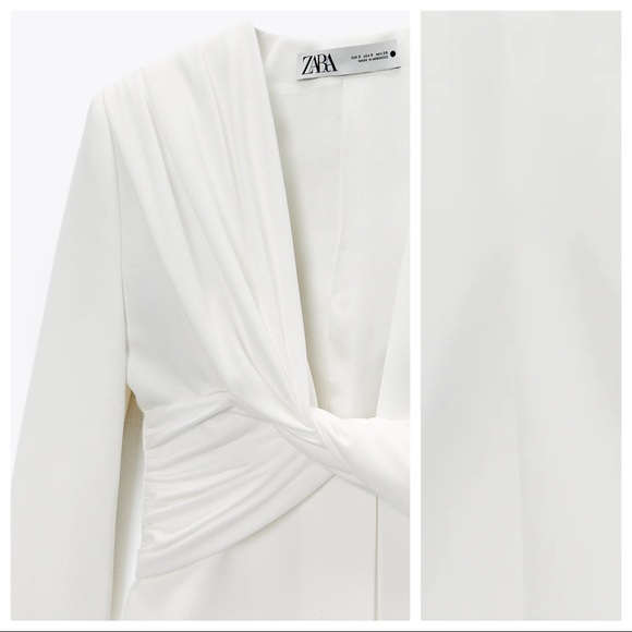 Zara White Draped Blazer Mini Dress with V-neckline. Size XS. Worn once - Picture 6 of 14